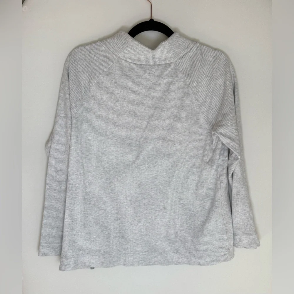 Talbots Light Gray Zip-Neck Ribbed Pullover - Picture 2 of 6